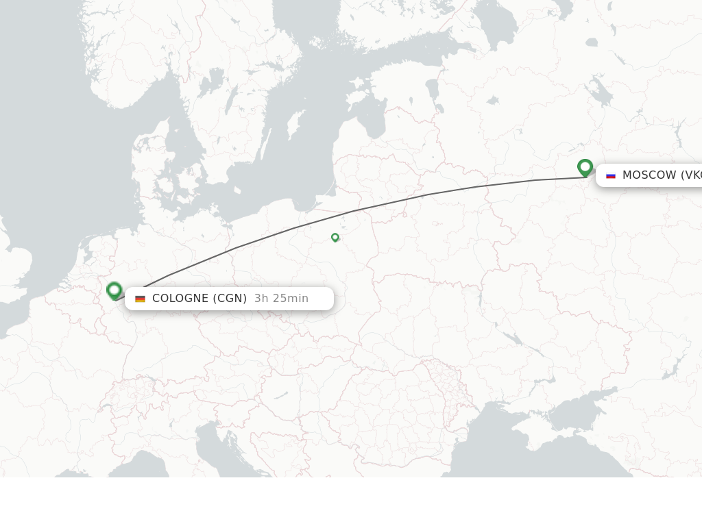 Flights from Moscow to Cologne route map