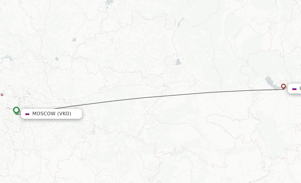 Flights from Moscow to Cheboksary route map