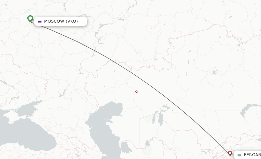 Flights from Moscow to Fergana route map