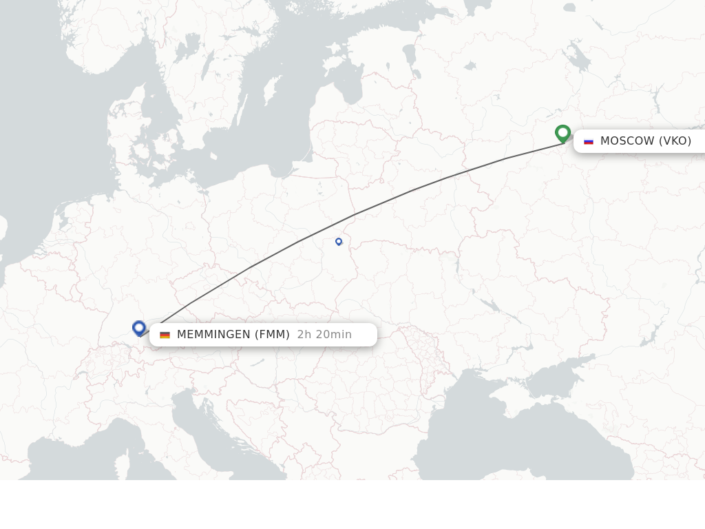 Flights from Moscow to Memmingen route map