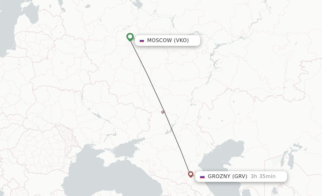 Flights from Moscow to Grozny route map