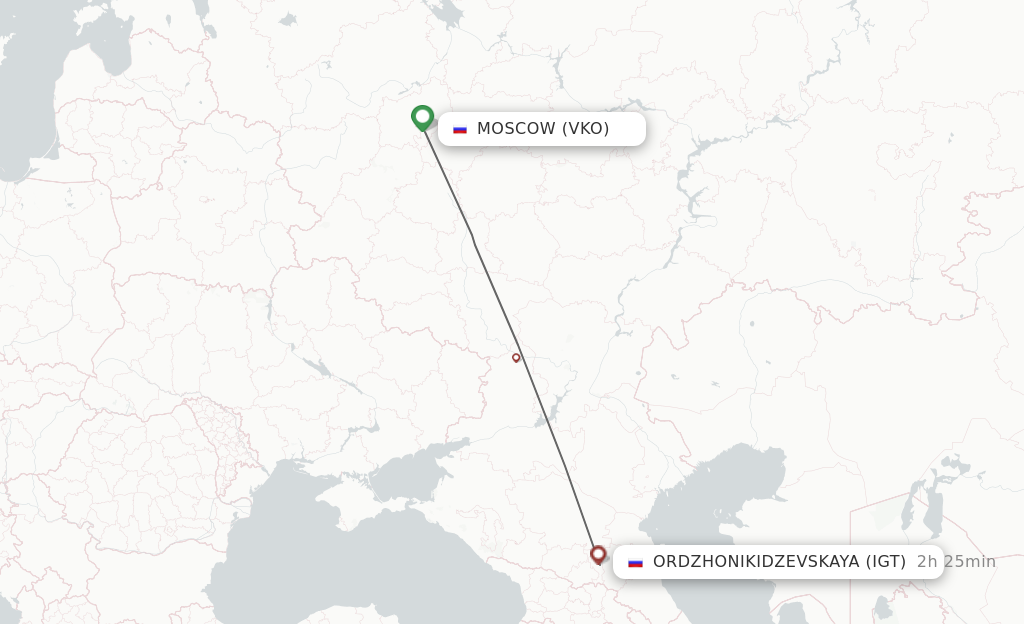 Flights from Moscow to Ordzhonikidzevskaya route map