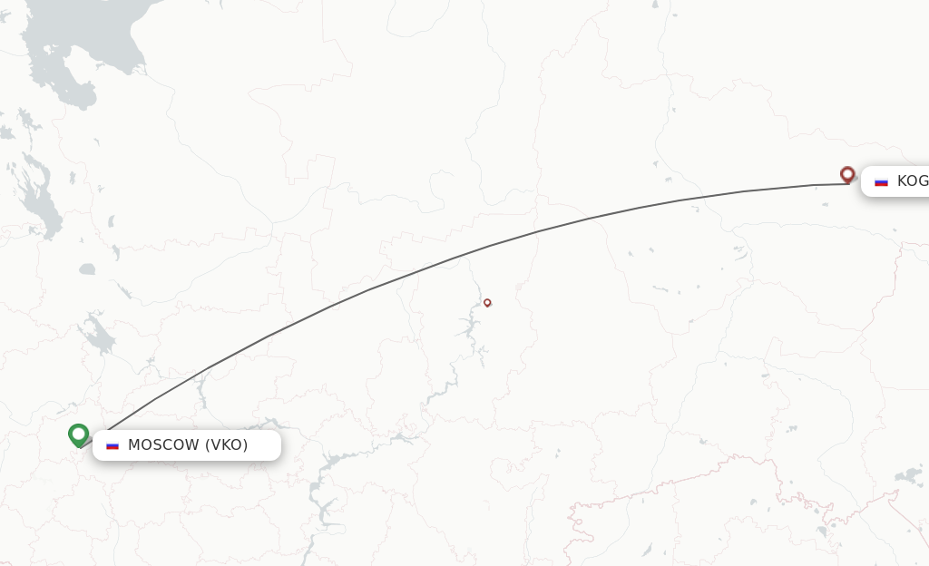 Flights from Moscow to Kogalym route map