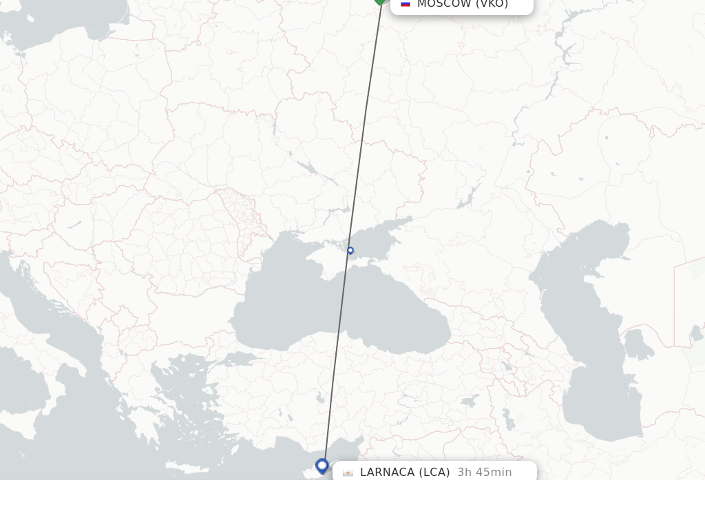 Flights from Moscow to Larnaca route map