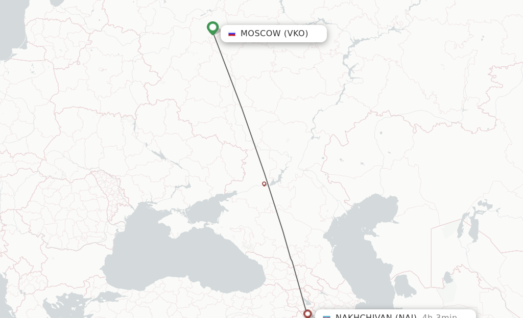 Flights from Moscow to Nakhichevan route map