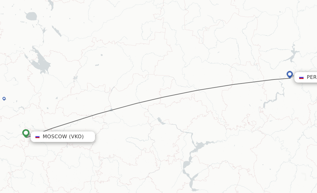Flights from Moscow to Perm route map