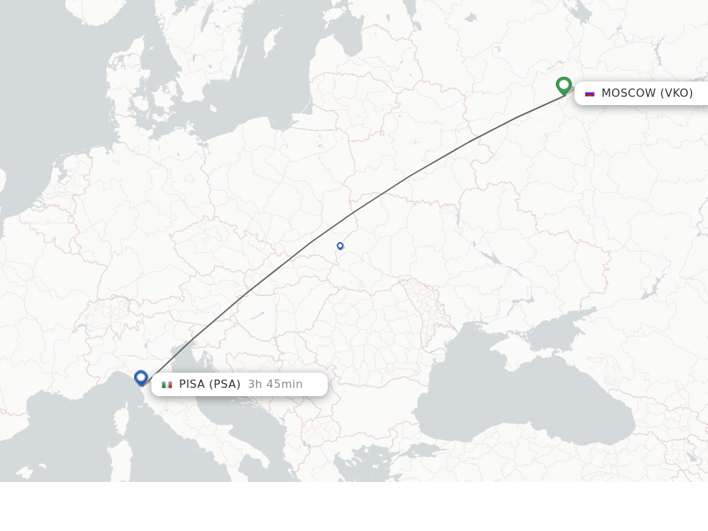 Flights from Moscow to Pisa route map
