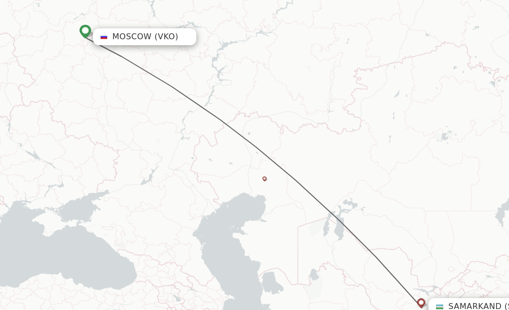 Flights from Moscow to Samarkand route map