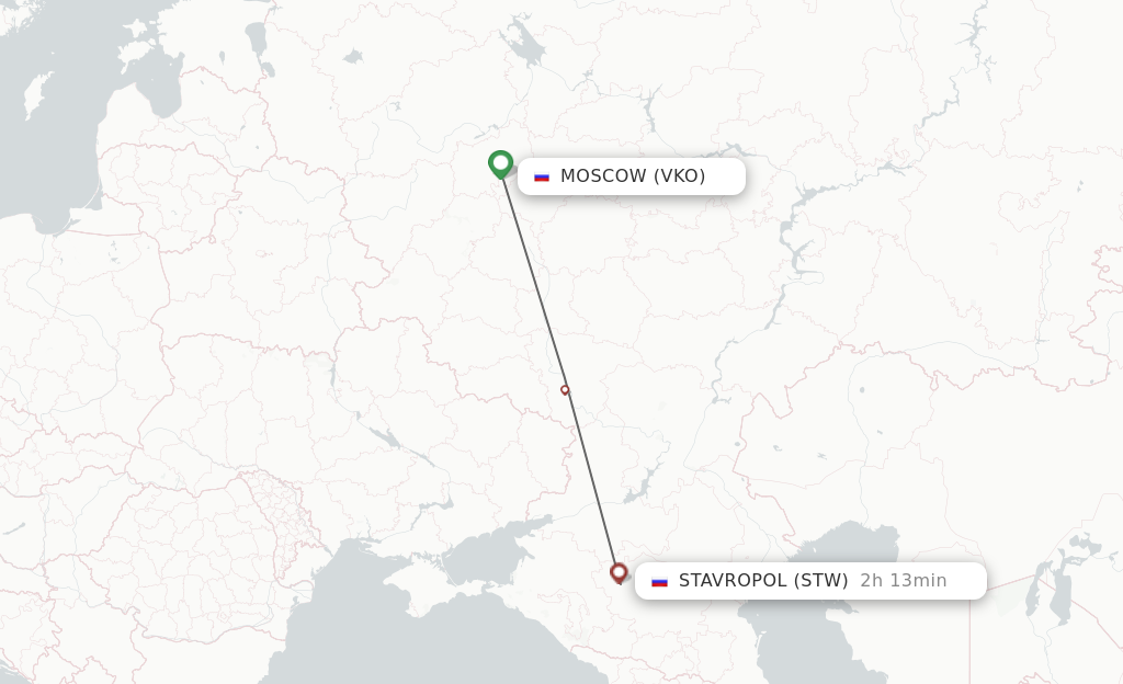 Flights from Moscow to Stavropol route map