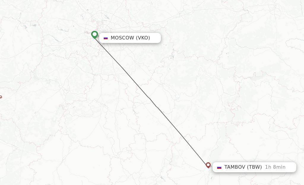 Flights from Moscow to Tambov route map