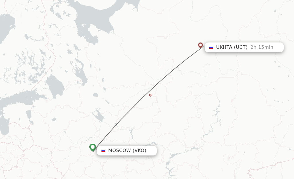 Flights from Moscow to Ukhta route map