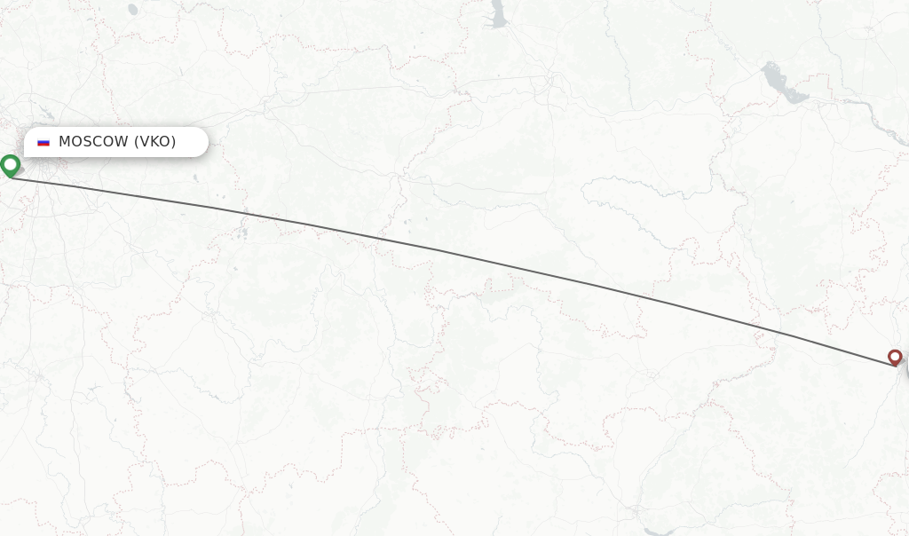 Flights from Moscow to Ulyanovsk route map