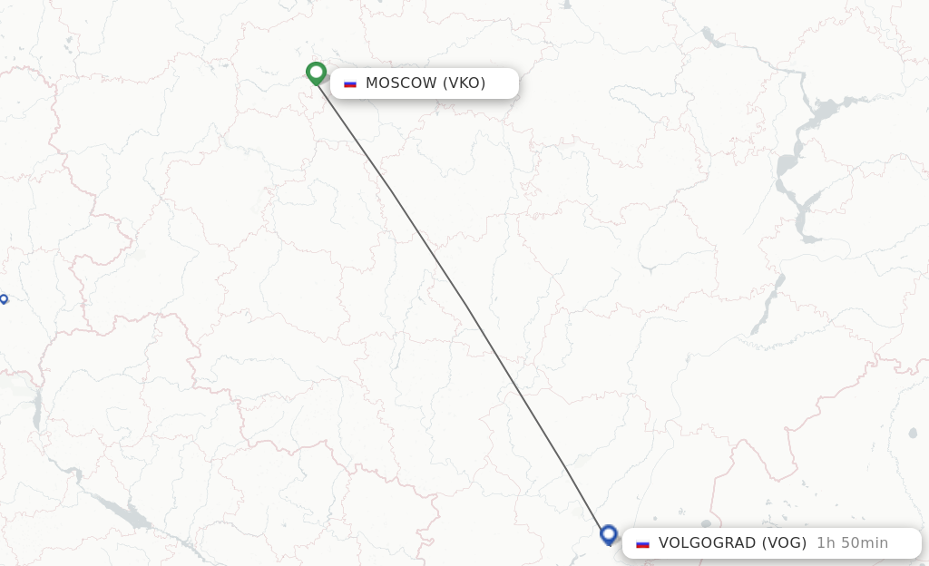 Flights from Moscow to Volgograd route map