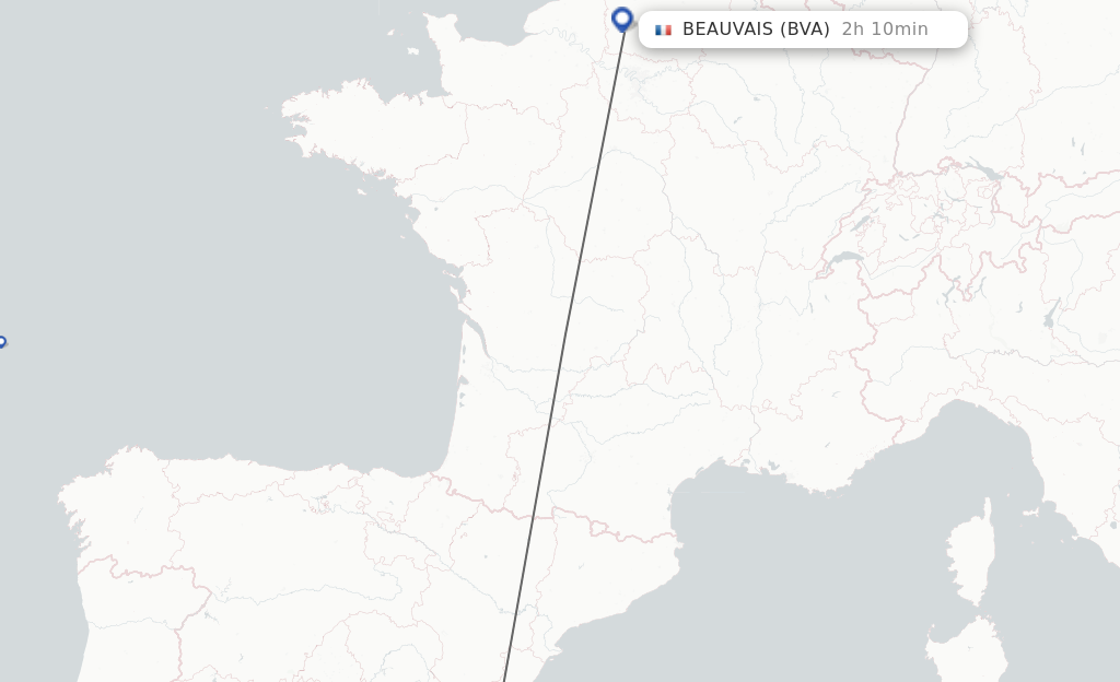 Flights from Valencia to Paris route map