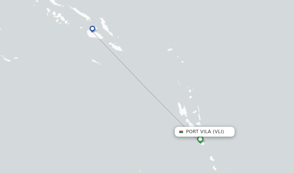 Route map with flights from Port Vila with Solomon Airlines