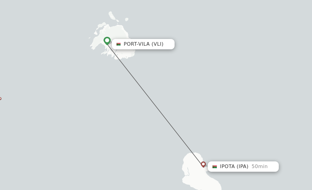 Flights from Port Vila to Ipota route map