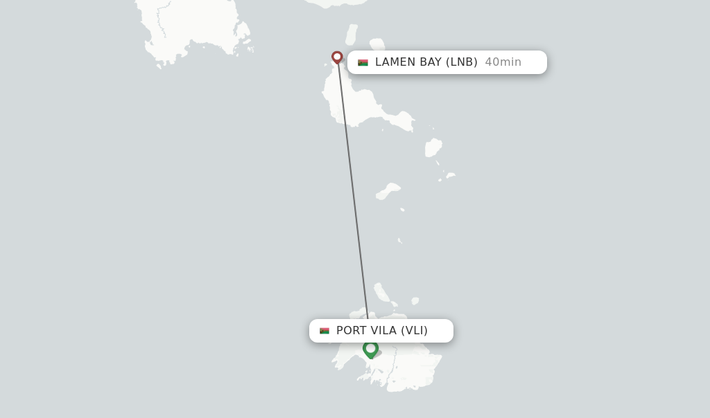 Flights from Port Vila to Lamen Bay route map