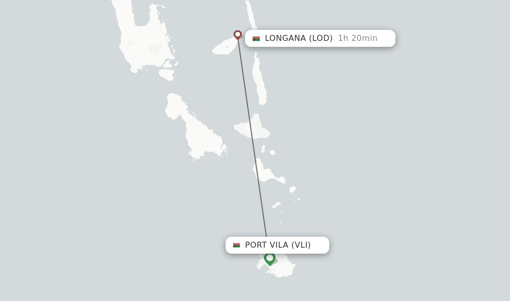 Flights from Port Vila to Longana route map