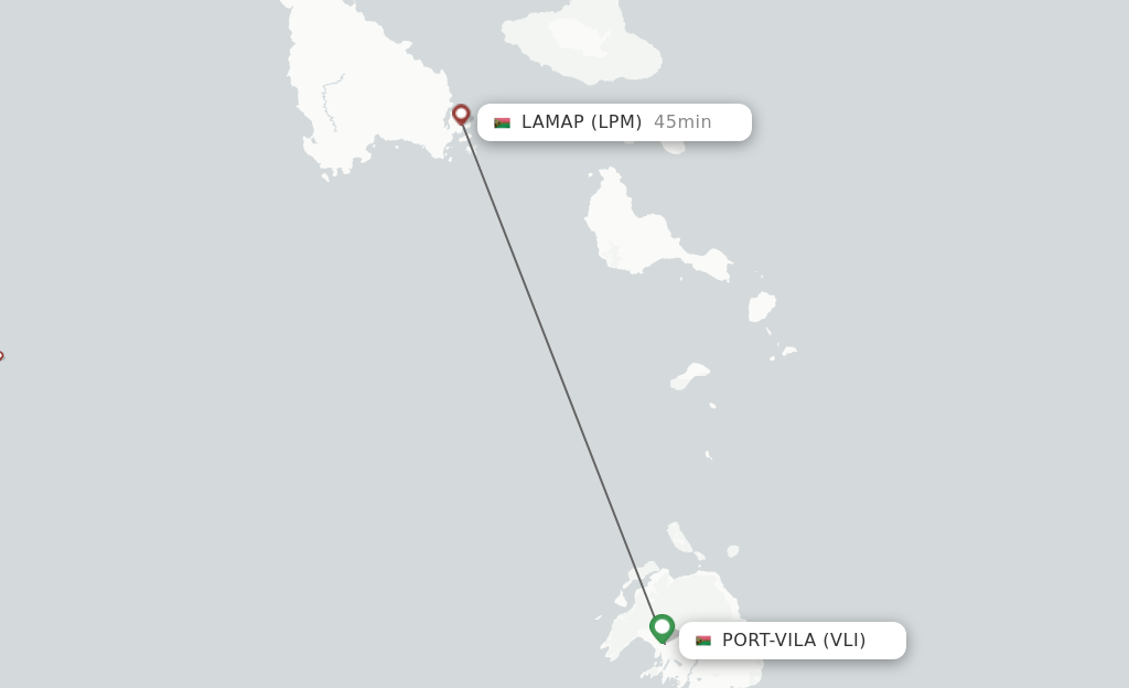 Flights from Port Vila to Lamap route map