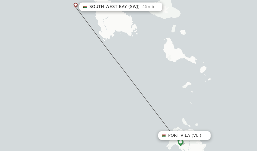 Flights from Port Vila to South West Bay route map
