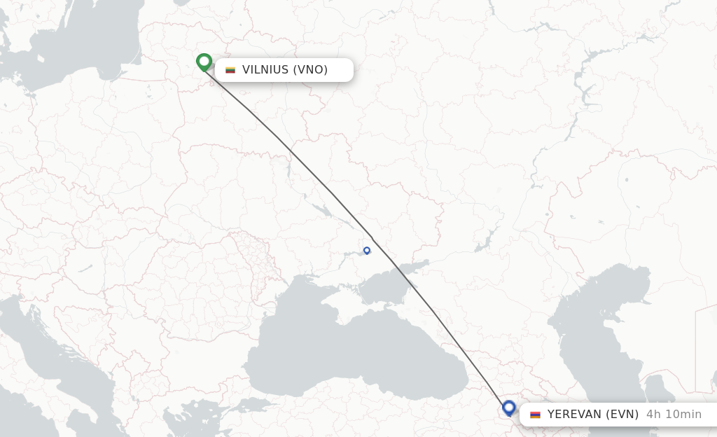 Direct (non-stop) flights from Vilnius to Yerevan ...