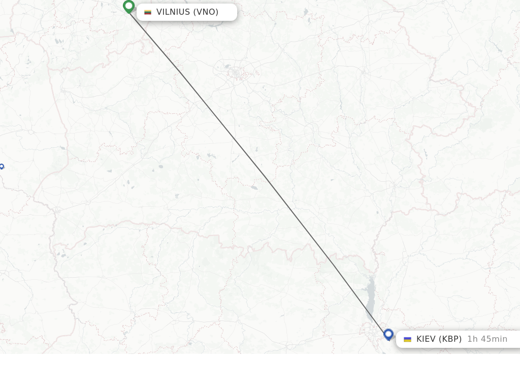 Flights from Vilnius to Kiev/Kyiv route map