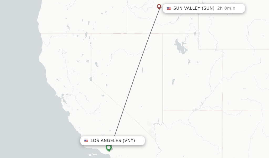 Flights from Los Angeles to Sun Valley route map