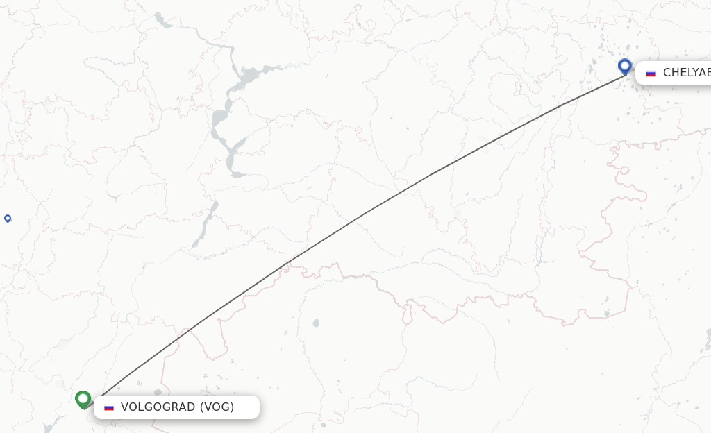 Flights from Volgograd to Chelyabinsk route map