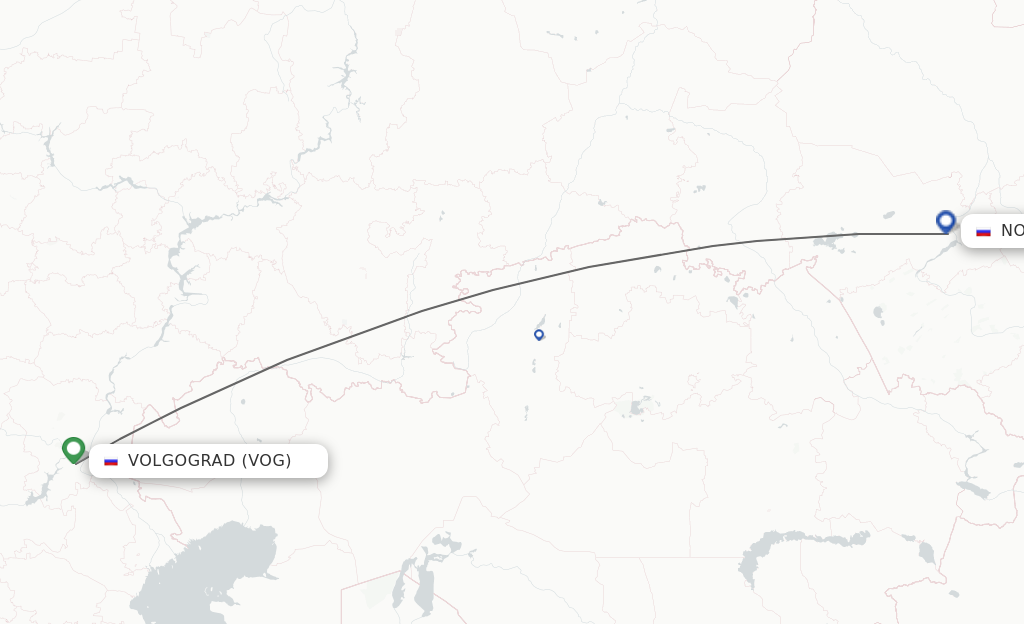Flights from Volgograd to Novosibirsk route map