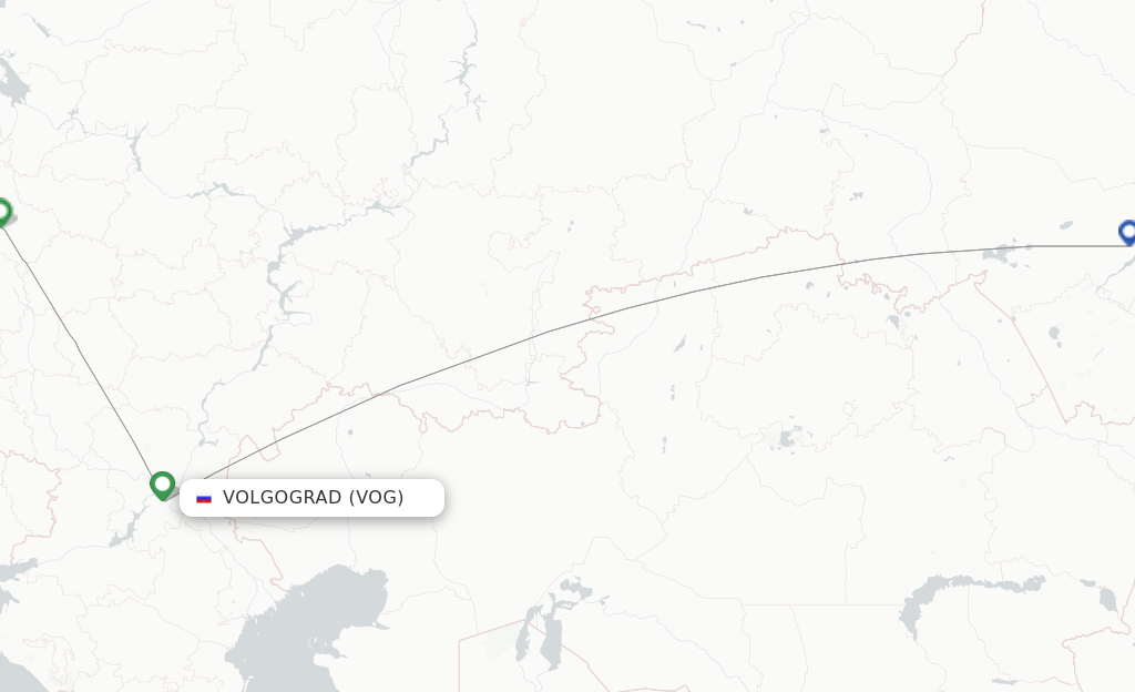 Route map with flights from Volgograd with S7 Airlines