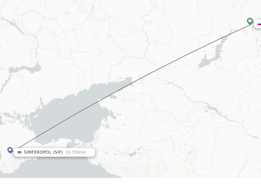 Flights from Volgograd to Simferopol route map