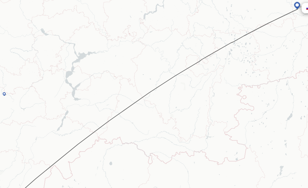 Flights from Volgograd to Tyumen route map