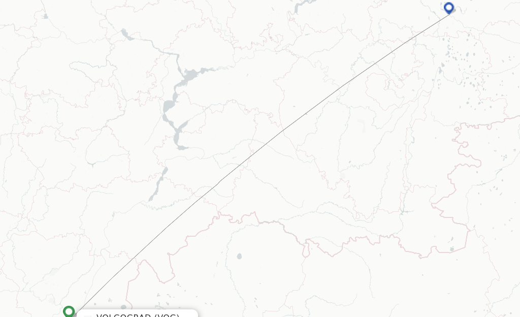 Route map with flights from Volgograd with NordStar