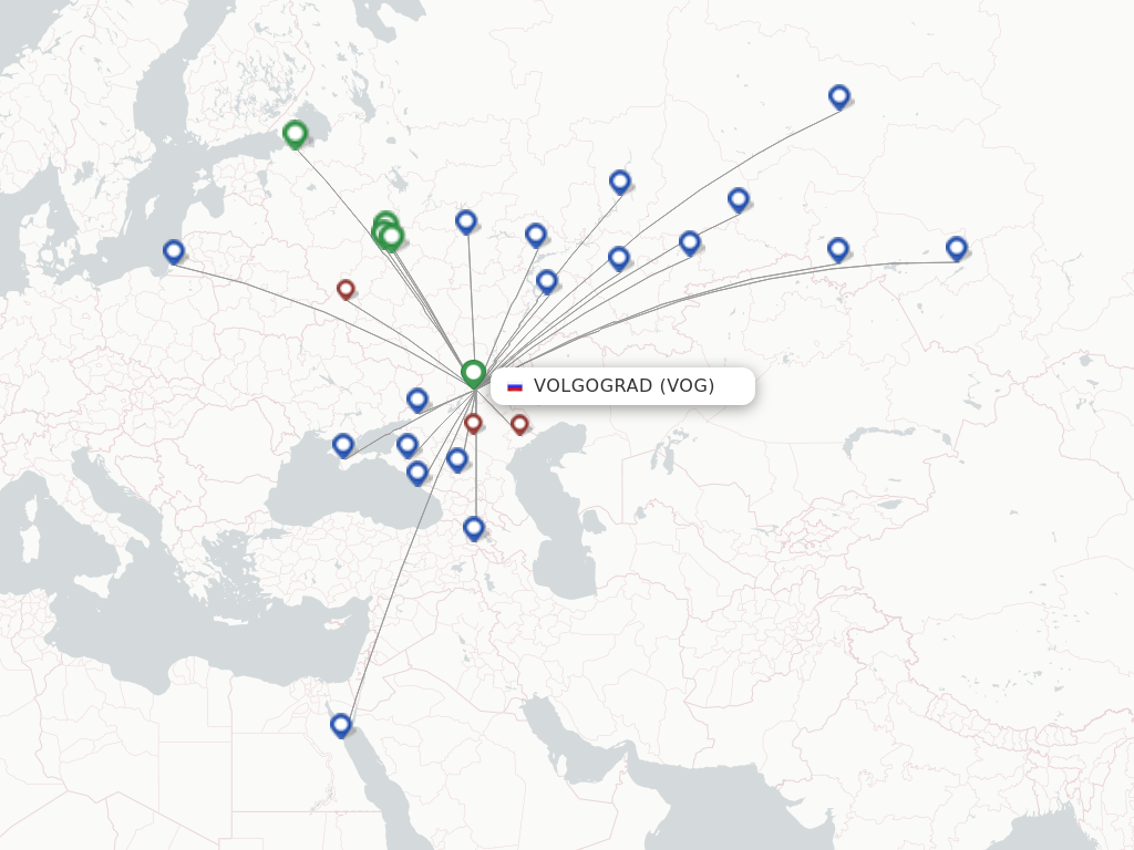 Flights from Volgograd to Makhachkala route map