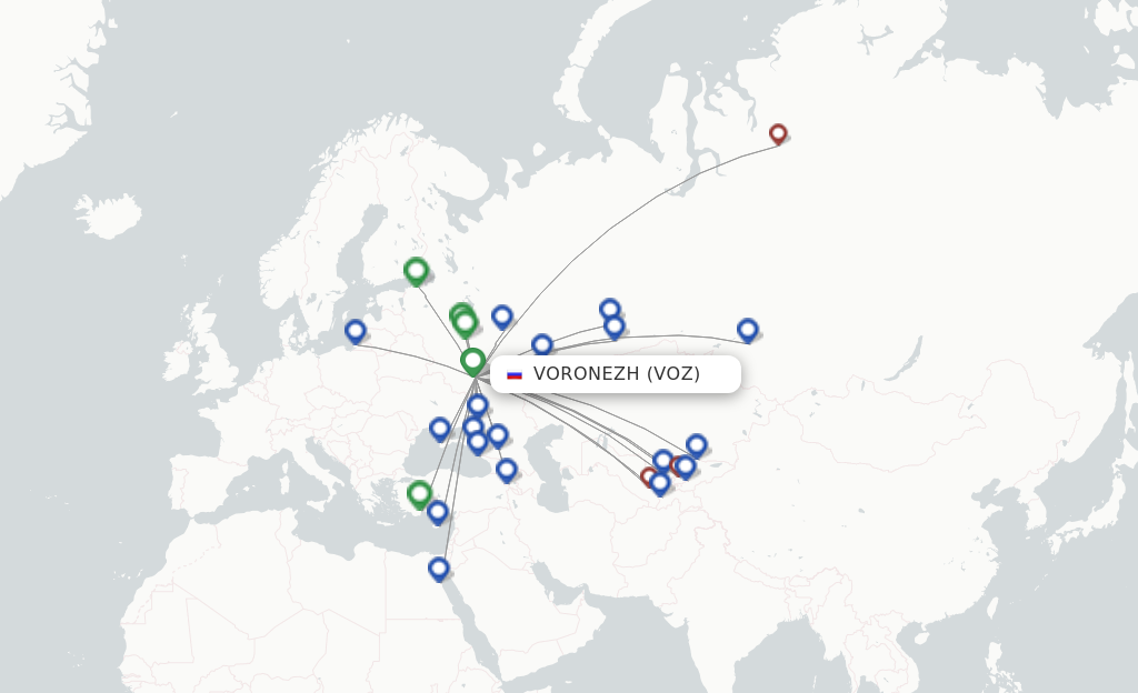 Flights from Voronezh to Novosibirsk route map