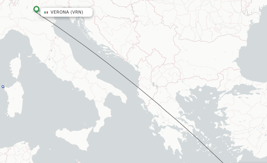 Flights from Verona to Karpathos route map