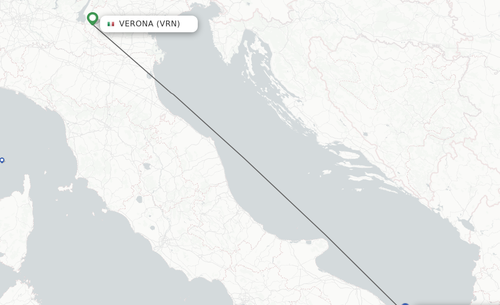 Flights from Verona to Brindisi route map