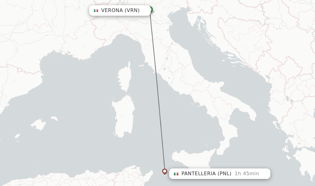 Flights from Verona to Pantelleria route map