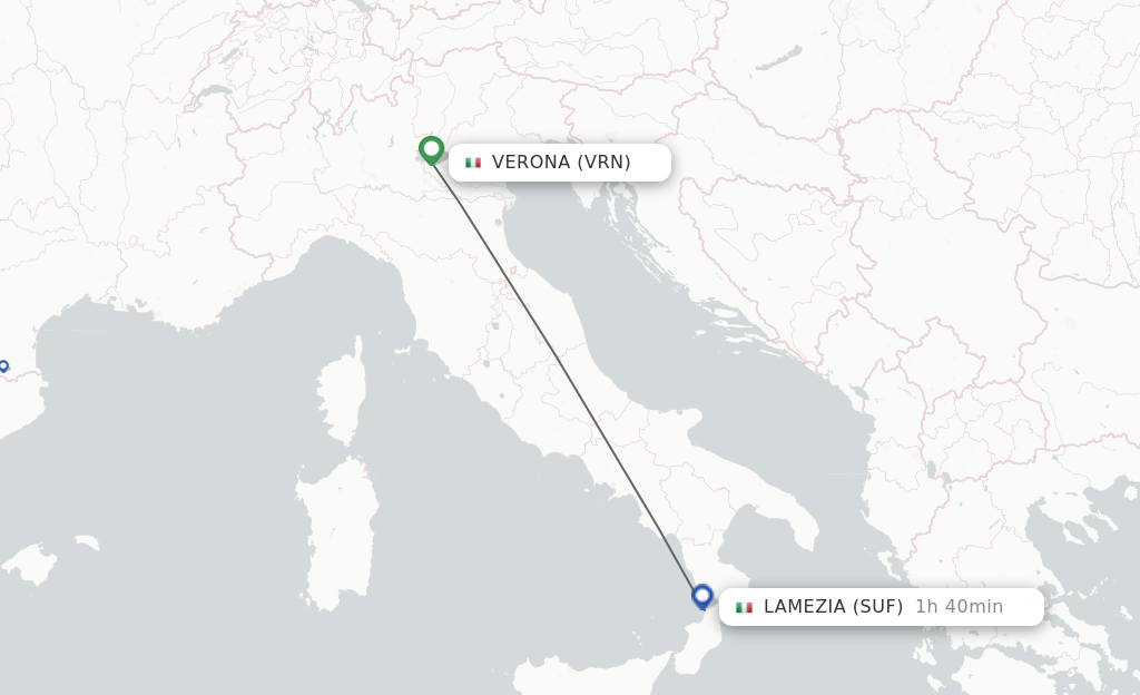 Flights from Verona to Lamezia-Terme route map