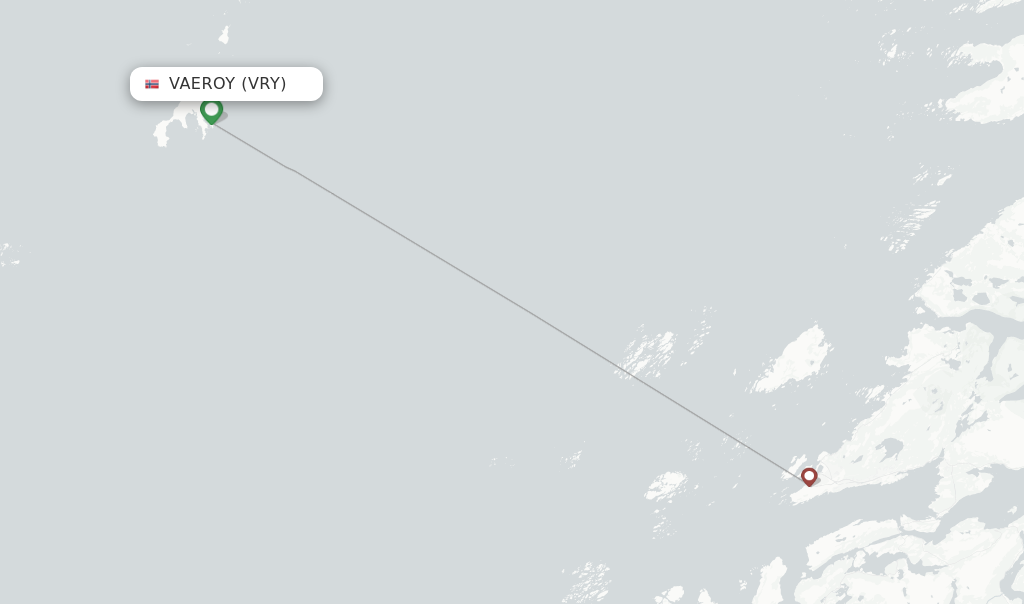 Route map with flights from Vaeroy with Lufttransport