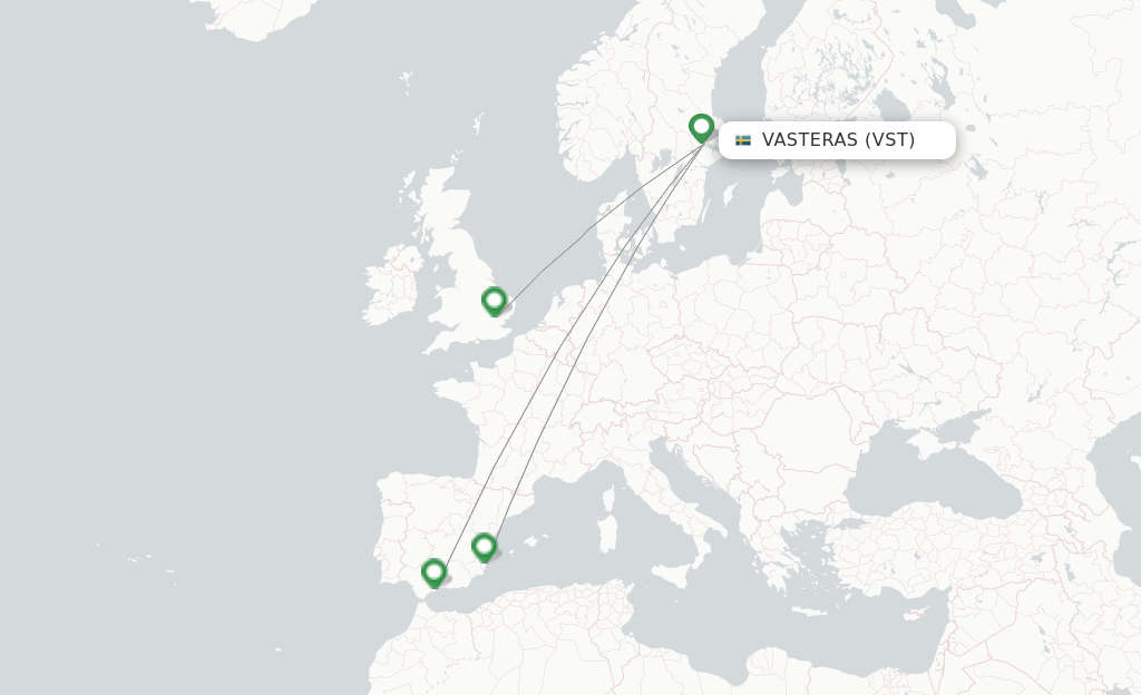 Route map with flights from Stockholm with Ryanair