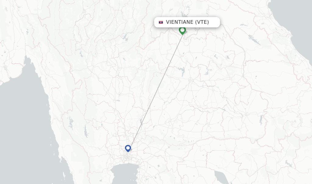 Route map with flights from Vientiane with Thai AirAsia