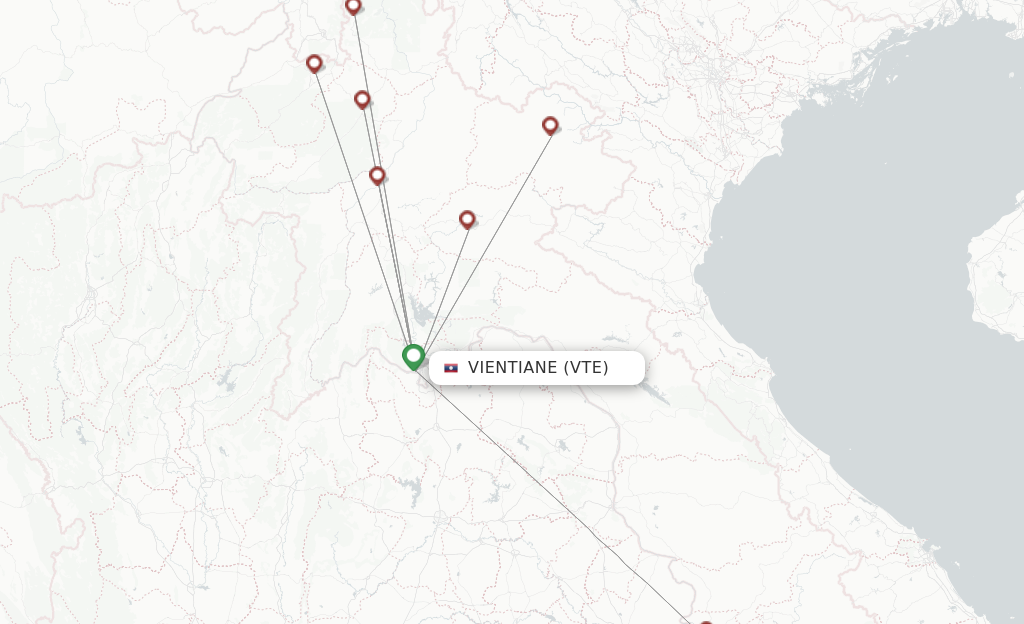 Route map with flights from Vientiane with Lao Skyway