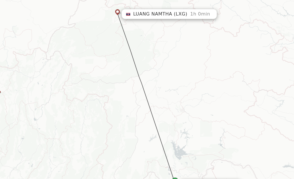 Flights from Vientiane to Luang Namtha route map