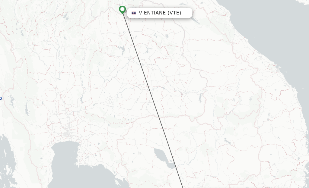 Flights from Vientiane to Phnom Penh route map