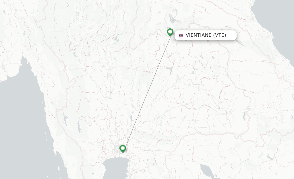 Route map with flights from Vientiane with Thai Smile