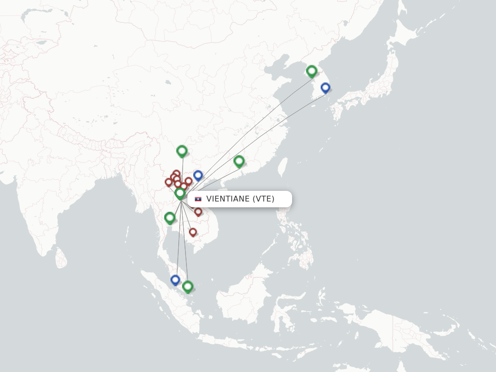 Flights from Vientiane to Da Nang route map