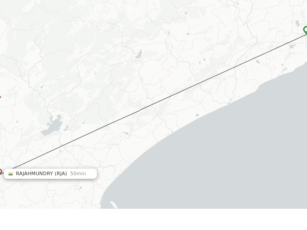 Flights from Vishakhapatnam to Rajahmundry route map