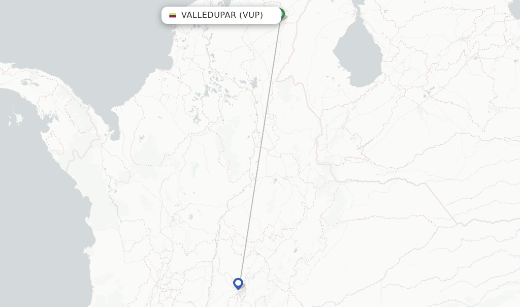 Route map with flights from Valledupar with AVIANCA