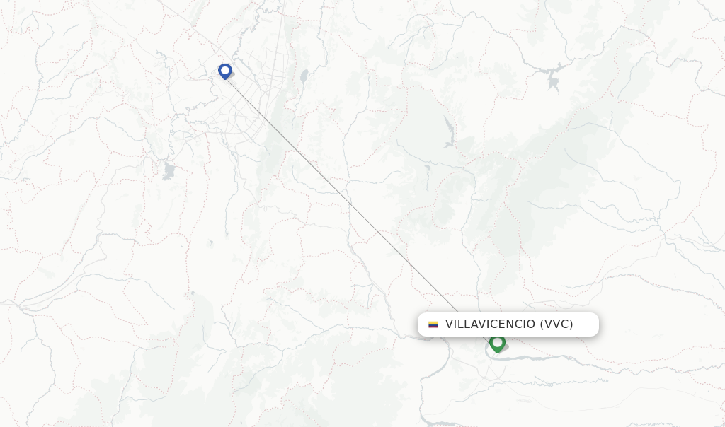 Route map with flights from Villavicencio with AVIANCA